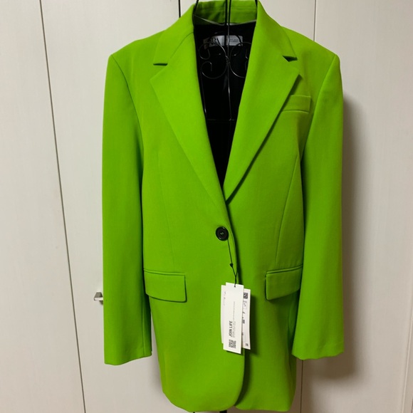 BNWT Zara Green Blazer with Structured Shoulders Sz S - Picture 1 of 4